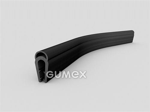 "U" Gummiprofil mit oberer Dichtung, 20x9/2,5mm, 70°ShA, EPDM, -40°C/+100°C, schwarz, 